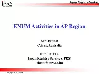 ENUM Activities in AP Region