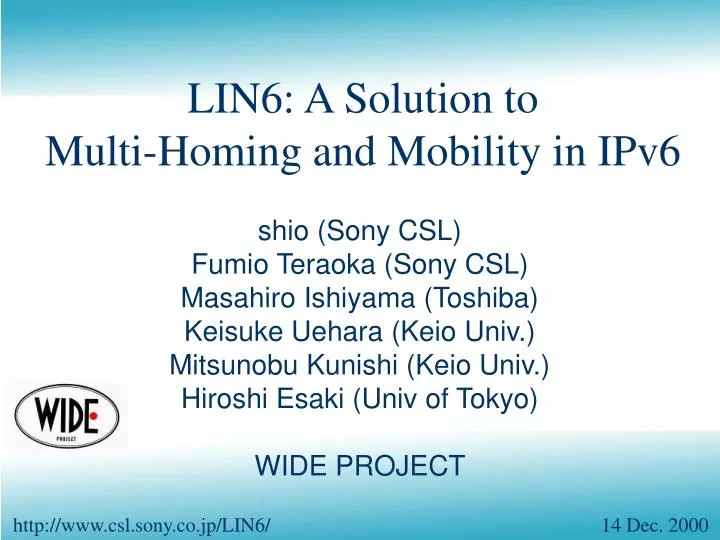 lin6 a solution to multi homing and mobility in ipv6