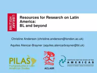 Resources for Research on Latin America: BL and beyond