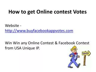 How to get Online contest Votes