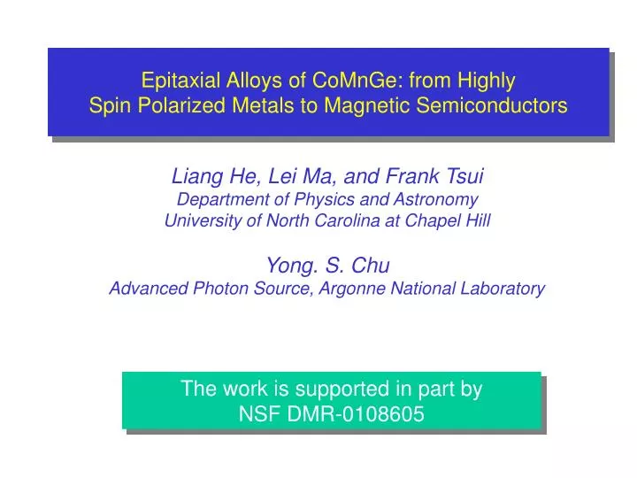 epitaxial alloys of comnge from highly spin polarized metals to magnetic semiconductors