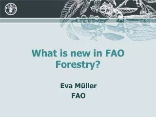 What is new in FAO Forestry?