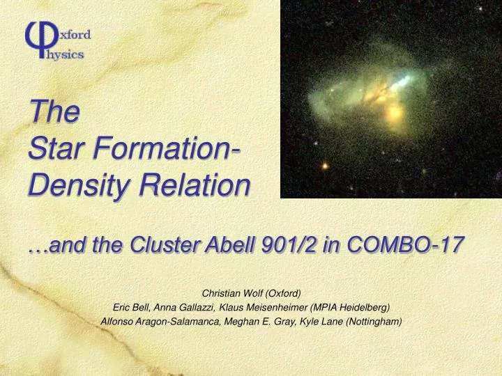 the star formation density relation and the cluster abell 901 2 in combo 17