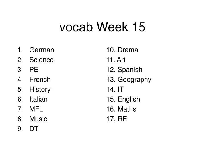 vocab week 15