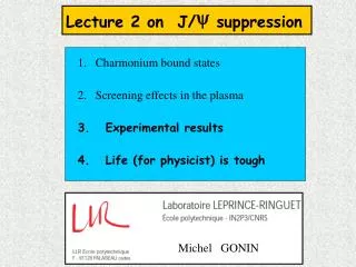 Lecture 2 on J/  suppression