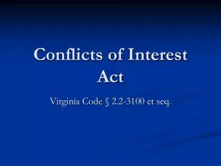 Conflicts of Interest Act