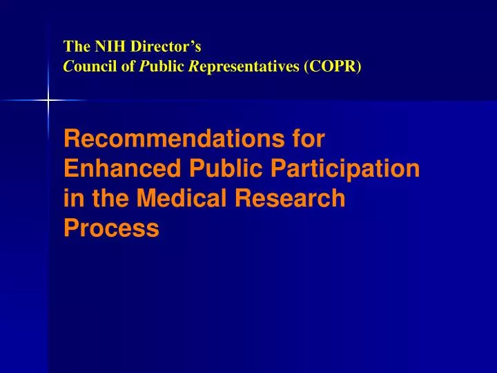 recommendations for enhanced public participation in the medical research process
