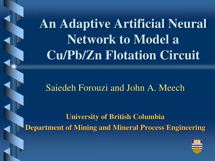 an adaptive artificial neural network to model a cu pb zn flotation circuit