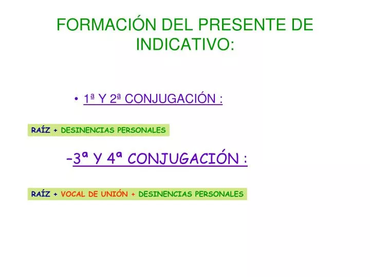 formaci n del presente de indicativo