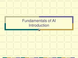 Fundamentals of AI Introduction