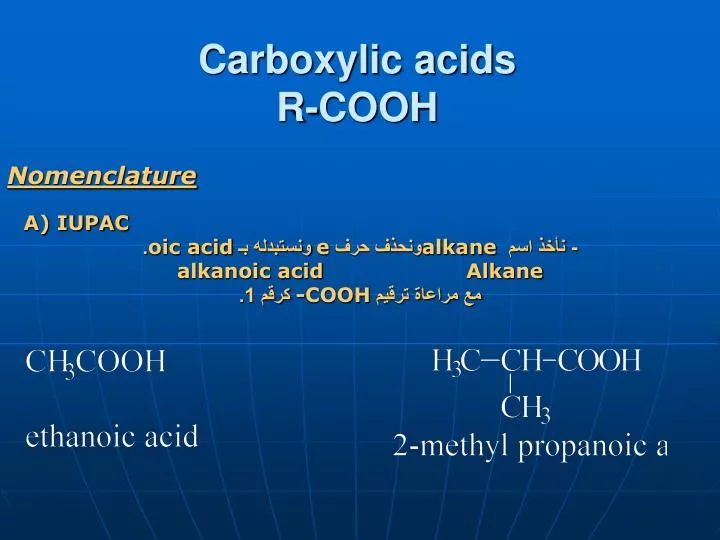carboxylic acids r cooh