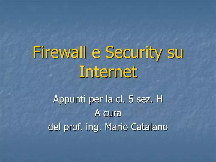 firewall e security su internet