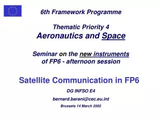 6th Framework Programme Thematic Priority 4 Aeronautics and Space