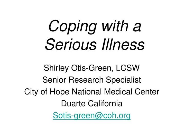 coping with a serious illness