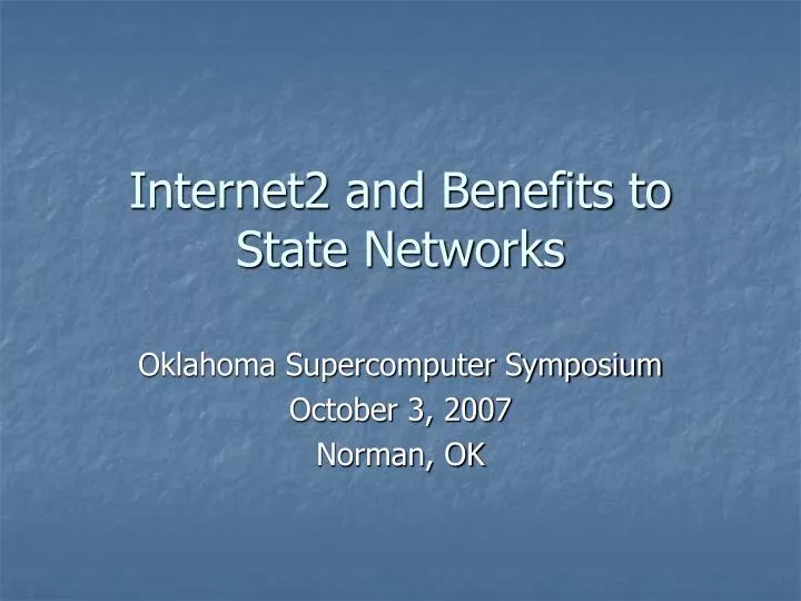 internet2 and benefits to state networks
