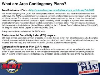 What are Area Contingency Plans?