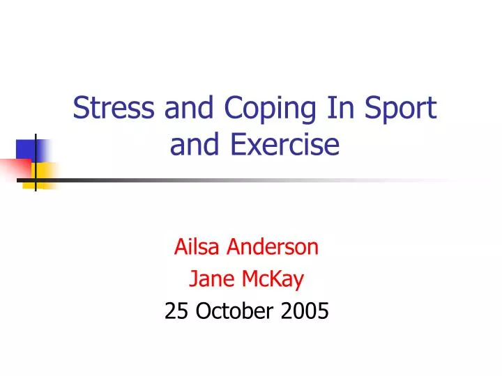 stress and coping in sport and exercise