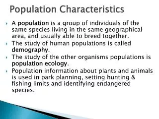 Population Characteristics