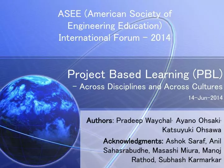 project based learning pbl across disciplines and across cultures 14 jun 2014