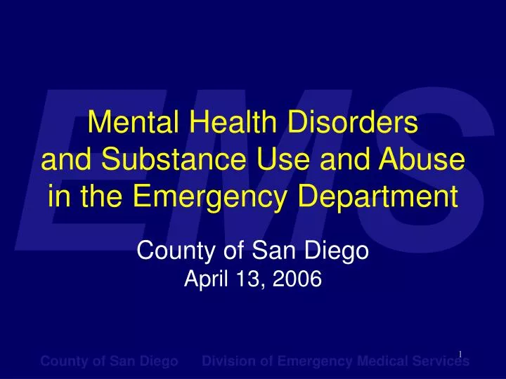 mental health disorders and substance use and abuse in the emergency department
