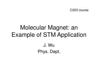 Molecular Magnet: an Example of STM Application