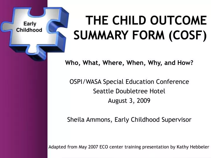 the child outcome summary form cosf
