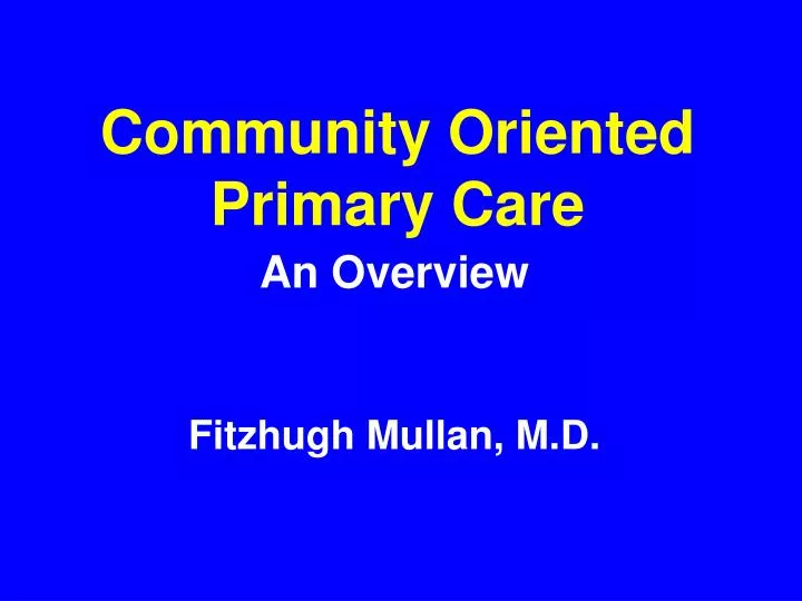 community oriented primary care