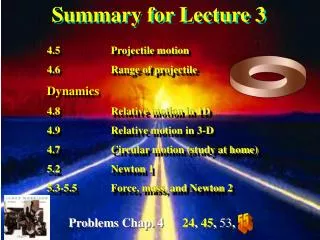 Summary for Lecture 3