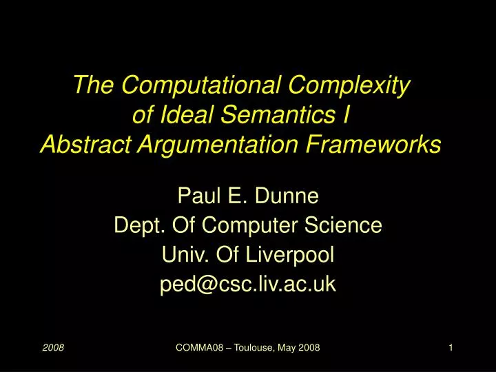paul e dunne dept of computer science univ of liverpool ped@csc liv ac uk