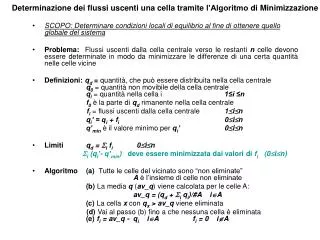determinazione dei flussi uscenti una cella tramite l algoritmo di minimizzazione
