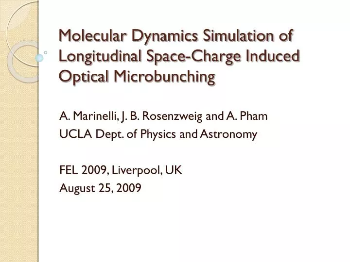 molecular dynamics simulation of longitudinal space charge induced optical microbunching