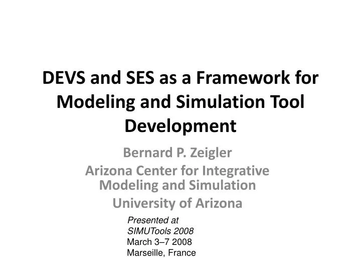 devs and ses as a framework for modeling and simulation tool development