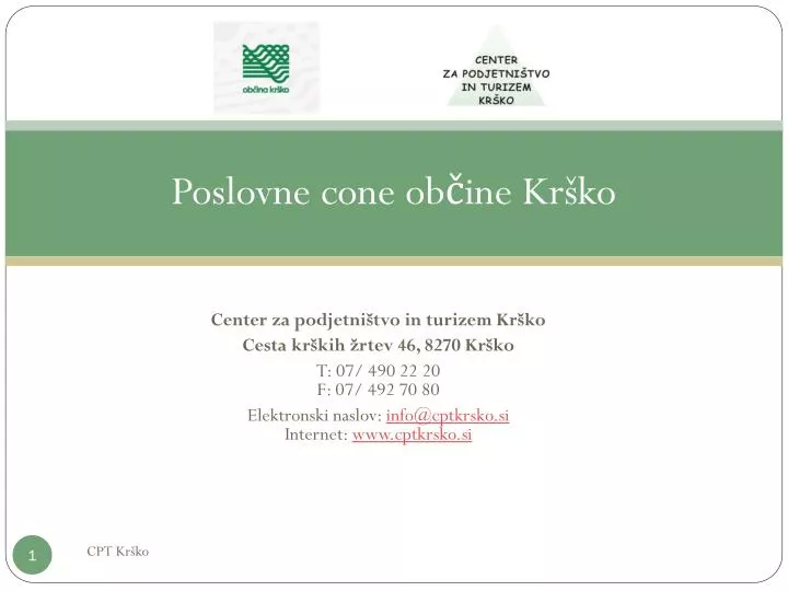 poslovne cone ob ine kr ko