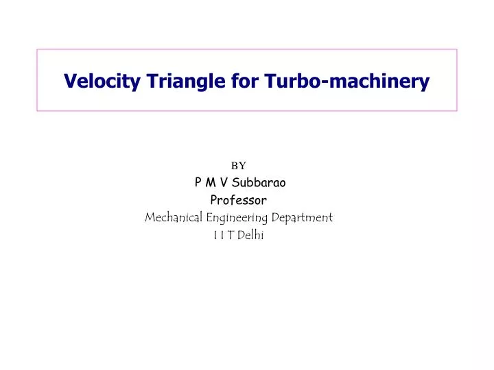 velocity triangle for turbo machinery
