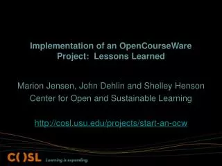 Implementation of an OpenCourseWare Project: Lessons Learned