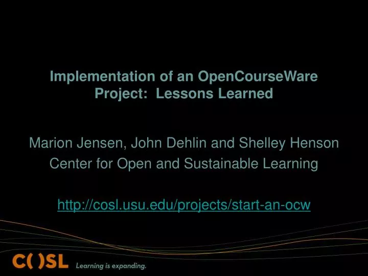 implementation of an opencourseware project lessons learned