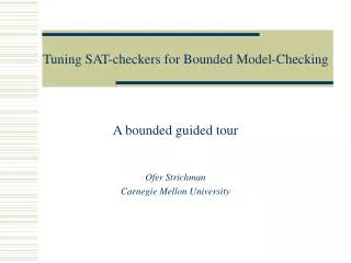 Tuning SAT-checkers for Bounded Model-Checking