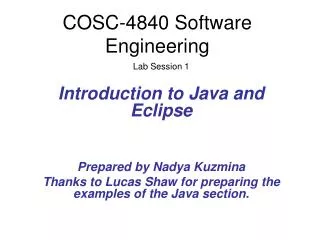 COSC-4840 Software Engineering