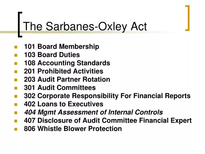 the sarbanes oxley act