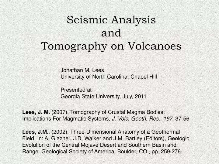 seismic analysis and tomography on volcanoes