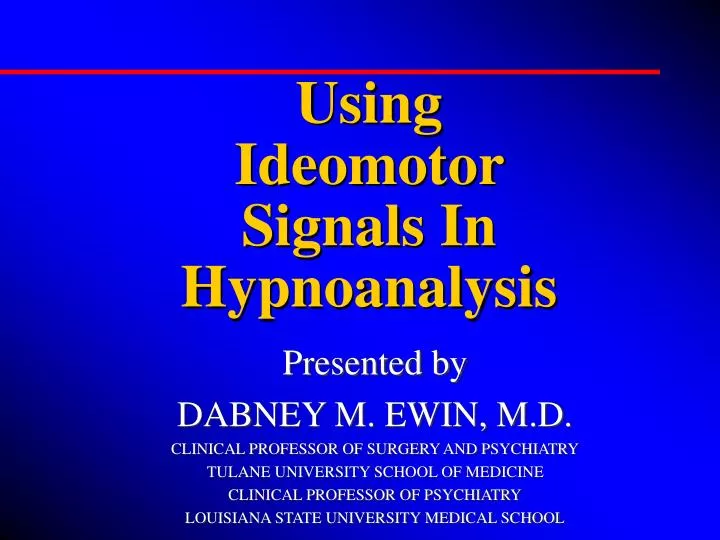using ideomotor signals in hypnoanalysis