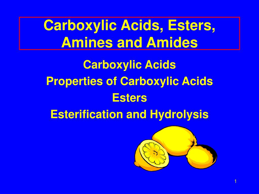 PPT - Carboxylic Acids, Esters, Amines and Amides PowerPoint ...