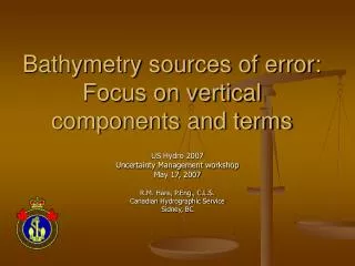Bathymetry sources of error: Focus on vertical components and terms