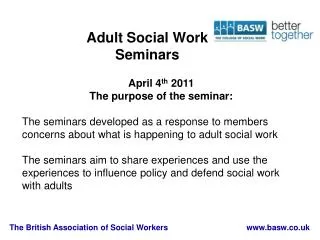 Adult Social Work Seminars