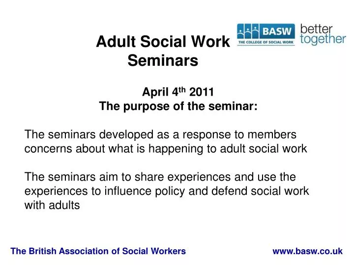 adult social work seminars