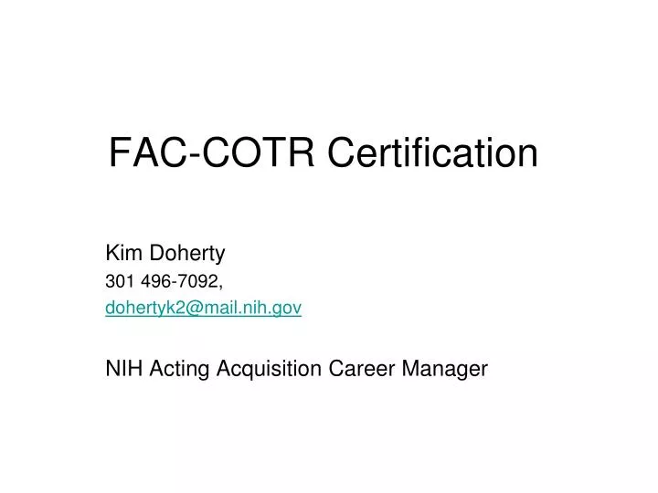 fac cotr certification