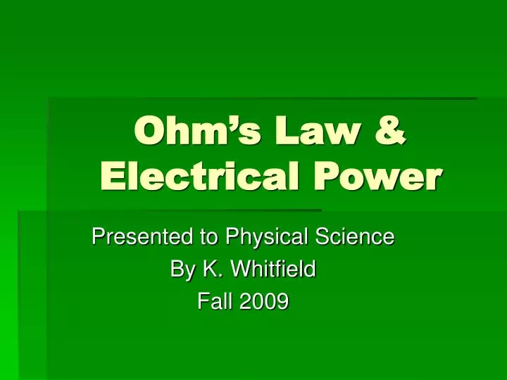 ohm s law electrical power