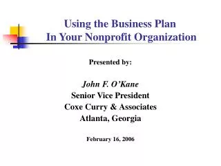 Using the Business Plan In Your Nonprofit Organization