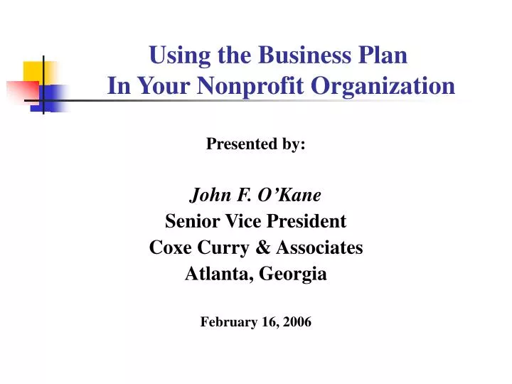 using the business plan in your nonprofit organization