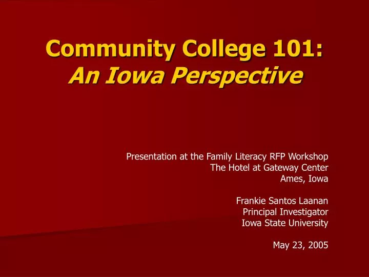 community college 101 an iowa perspective